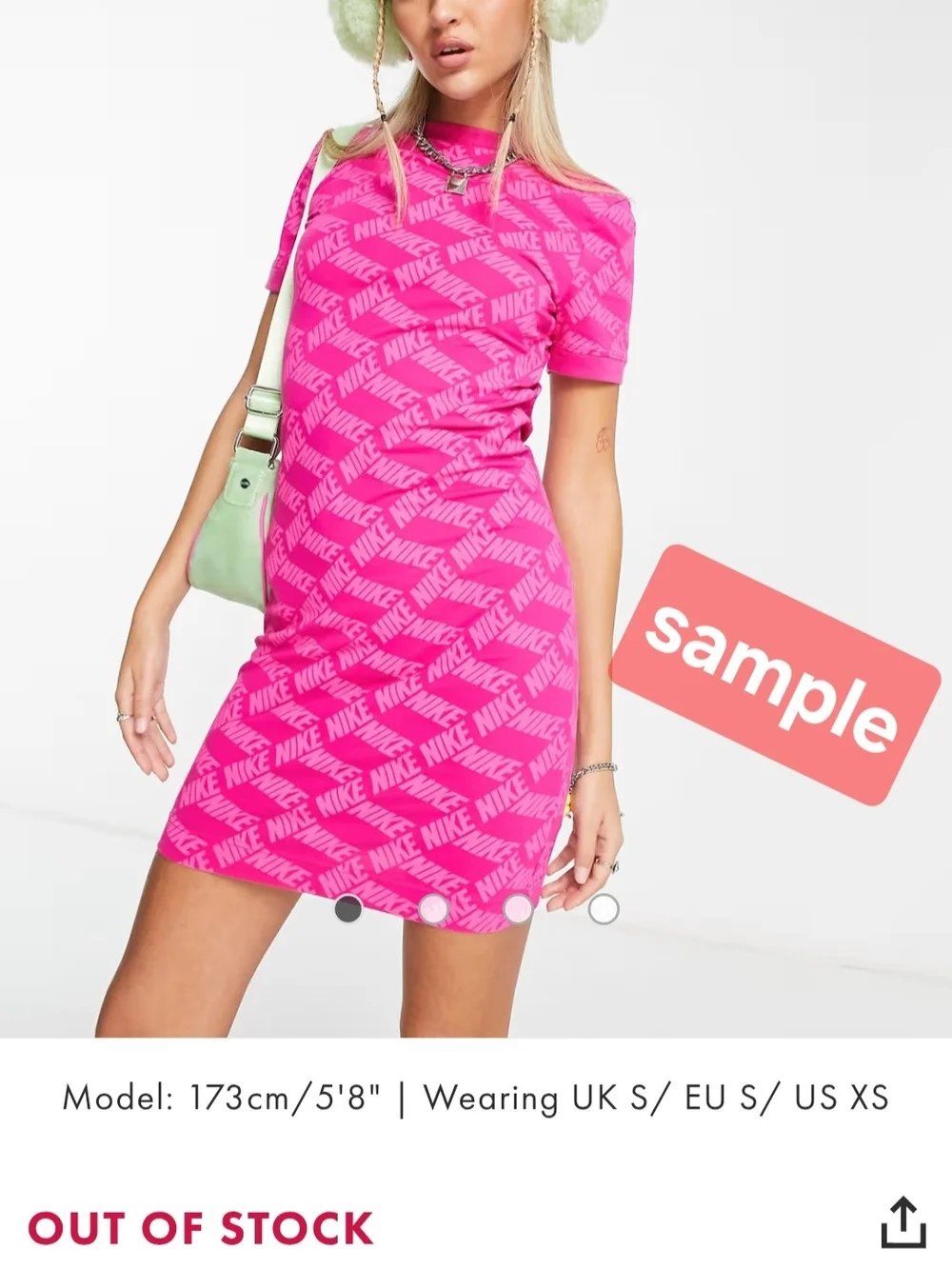 Nike Women's Orange Dress with Pink All-Over Logo